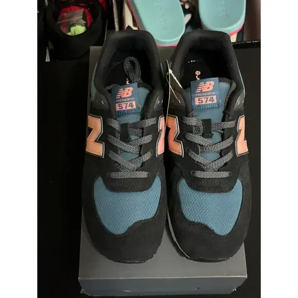New Balance 574 Black Pink / Size 6Y (7.5W) / Brand New - Picture 2 of 9